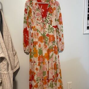 Floral Long Sleeve Midi Dress